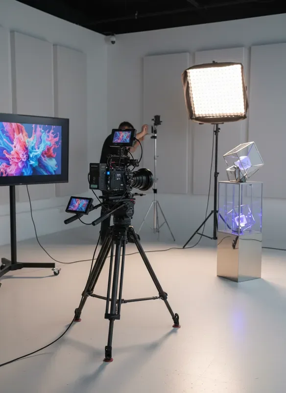 אולפן הפקת וידאו מקצועי עם ציוד צילום מתקדם